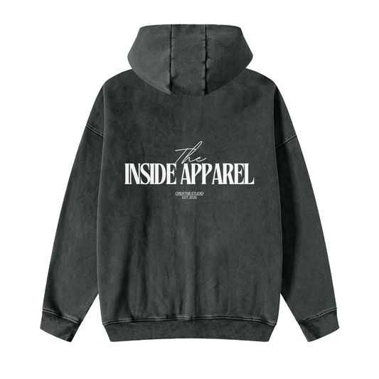 Snow Washed Zip-Through Fleece Hoodie