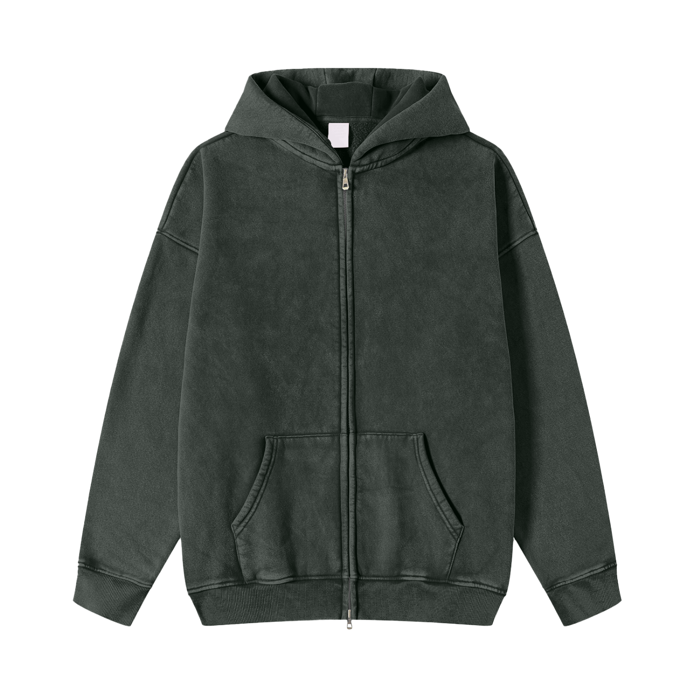 Snow Washed Zip-Through Fleece Hoodie
