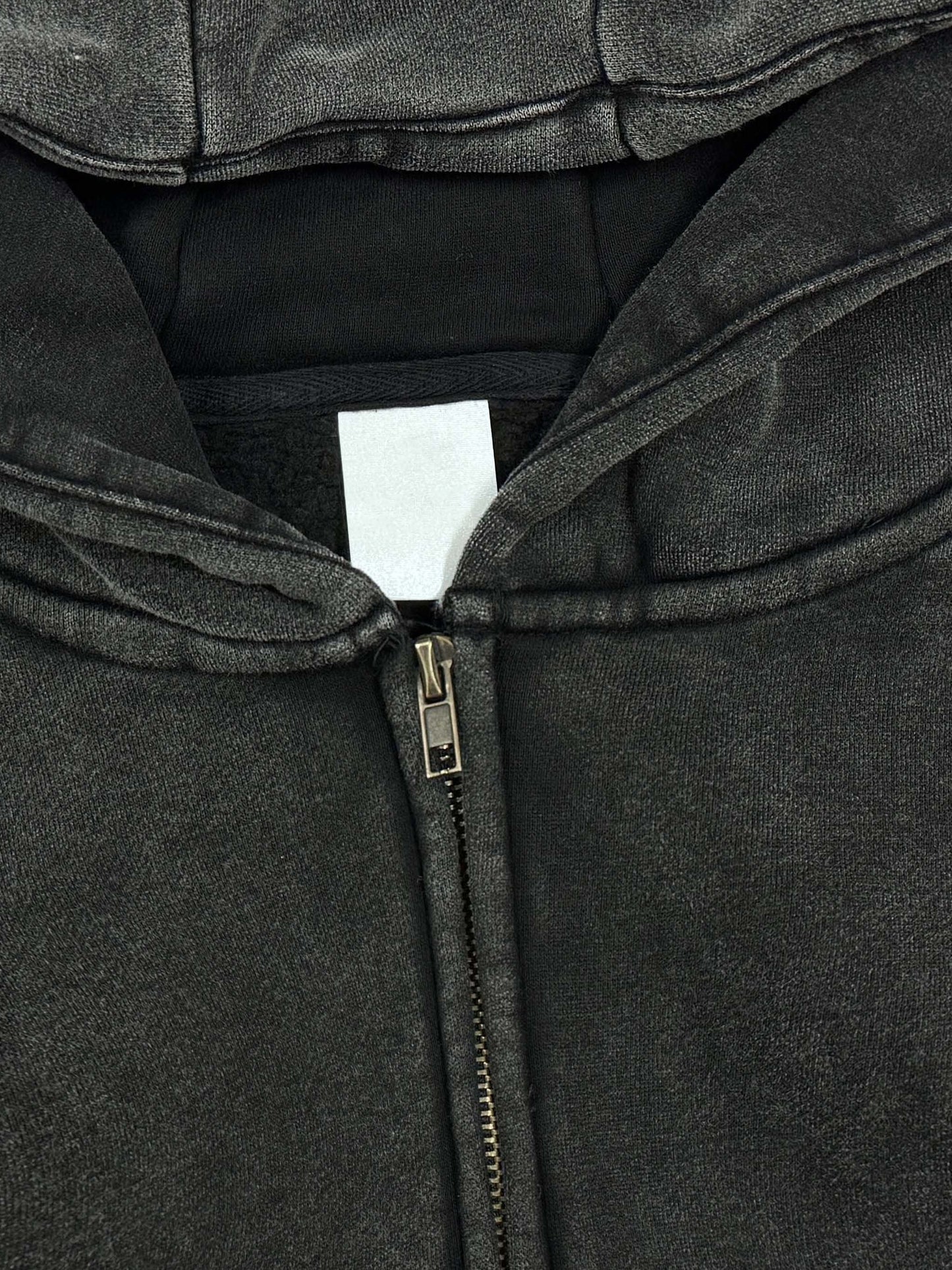 Snow Washed Zip-Through Fleece Hoodie